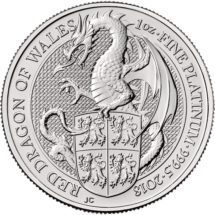 Queen's Beasts 2018 Red Dragon 1 Oz Platinum Bullion Coin | Royal Mint